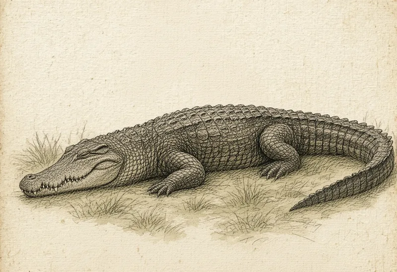 Field sketch of a crocodile (cá sấu)