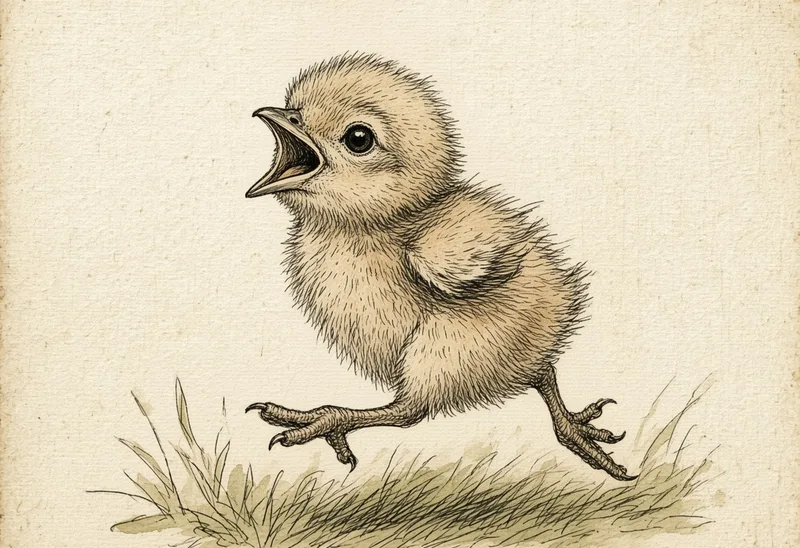 Field sketch of a baby bird (con chim non)