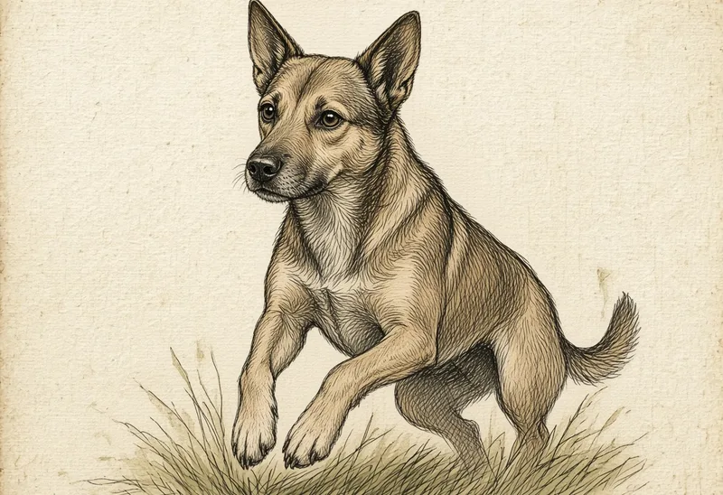 Field sketch of a dog (con chó)
