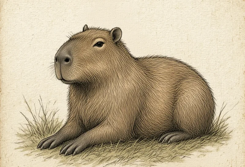 Field sketch of a capybara (chuột lang nước)