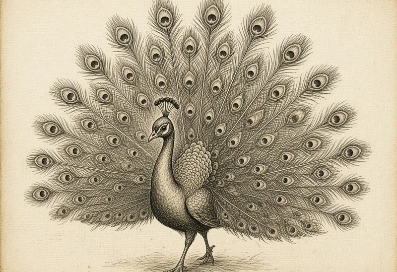 Field sketch of a peacock (chim công)