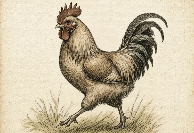 Field sketch of a chicken (con gà)