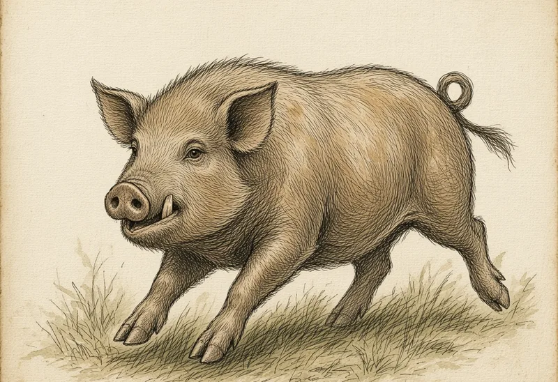 Field sketch of a pig (con heo)