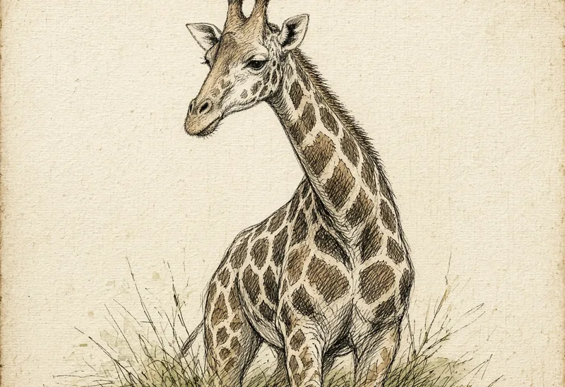 Field sketch of a giraffe (hươu cao cổ)