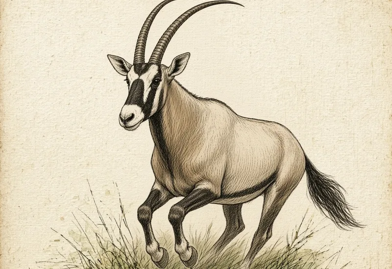 Field sketch of an oryx (linh dương sừng kiếm)