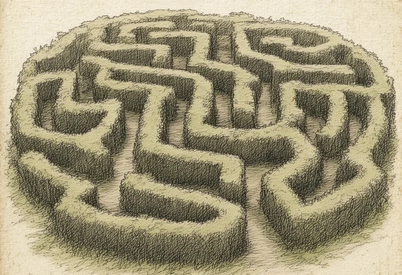 Field sketch of a hedge maze (mê cung)