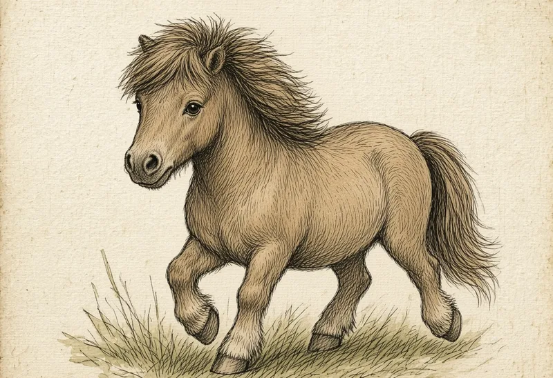 Field sketch of a pony (ngựa lùn)