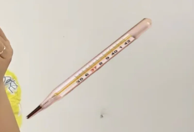 A glass thermometer