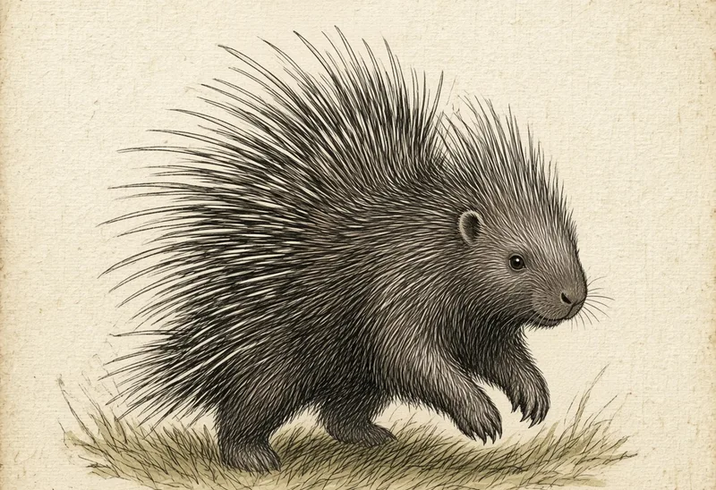 Field sketch of a porcupine (con nhím)