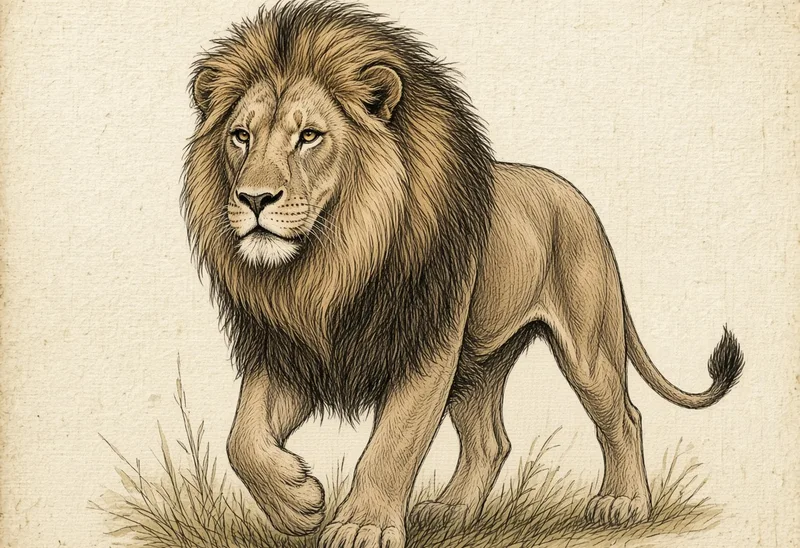 Field sketch of a lion (sư tử)